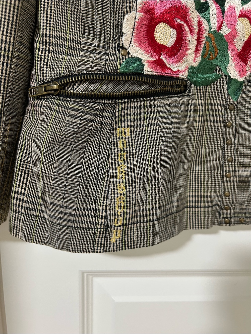 Johnny Was Workshop Plaid Embroidered Blazer - Picture 2 of 14